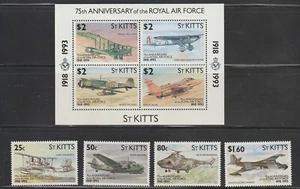 St. Kitts Scott 351 - 355 MNH F VF 75th Anniversary Royal Air Force Aircraft - Afbeelding 1 van 2