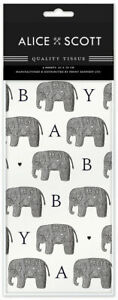 Alice Scott Baby Elephant Tissue Wrapping Paper 4 sheets 50 x 75cm