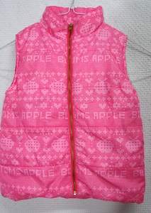 Apple Bottoms Girls 4T Pink All Over Logo Zip Front Puffer Vest Girlie Tiny Flaw - Picture 1 of 5