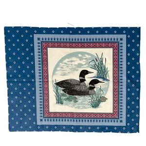 Vintage Wild Ducks 16" Cotton Fabric Blue Pillow Panel 80s 90s - Picture 1 of 6