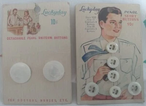 Vintage Luckyday Buttons Doctors Nurses Shirt Uniform Pearl 4 Hole Metal Shank - Picture 1 of 4