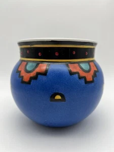 Ecco Terra handbemaltes Porzellan blau Übertopf Southwestern Sun Marking Vintage - Bild 1 von 7