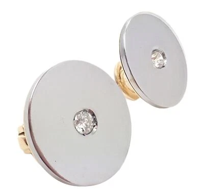 ¡Raro! Auténticos pendientes de disco de diamantes de oro amarillo + blanco de 18 k Bvlgari Bulgari Foto 1 de 4