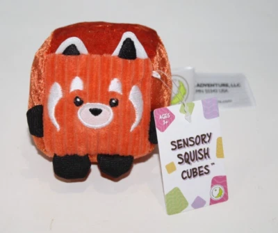 Animal Adventure Sensory Squish Cube Red Panda Fox Brown Plush 2.5" Soft Toy New - Image 1 of 4