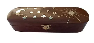 Scatola penna in legno supporto cancelleria custodia organizer con ottone - Foto 1 di 7