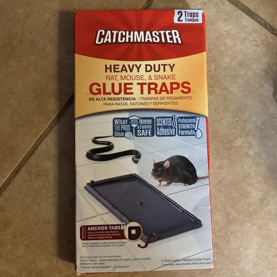 Rat Mouse & Snake 2 Heavy Duty Glue Traps Catch Trap Rodents Catchmaster 404SD