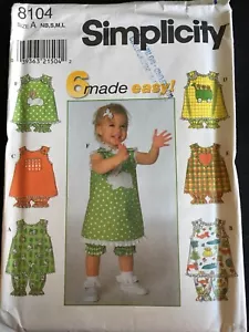Pattern Simplicity 8104 baby jumper with pants/bloomers sz NB to L - Picture 1 of 2
