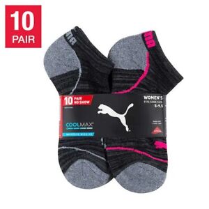 NEW Puma Women's  10 Pair Show Sock (Shoe Size 5-9.5, Cool Max Moisture Wicking