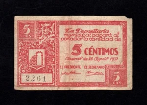 F.C. GRAUS (HUESCA) , 5 CÉNTIMOS 1937 , MBC- . - Imagen 1 de 2
