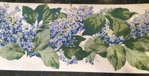 Two Rolls Clarence House Wallpaper Border 10.25" Cottage Granny Blue Lilacs 28ft - Picture 1 of 12