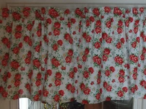 Pioneer Woman  Vintage Red Rose, Handmade Window Valance,  Flowers 42 x 16 - Picture 1 of 4