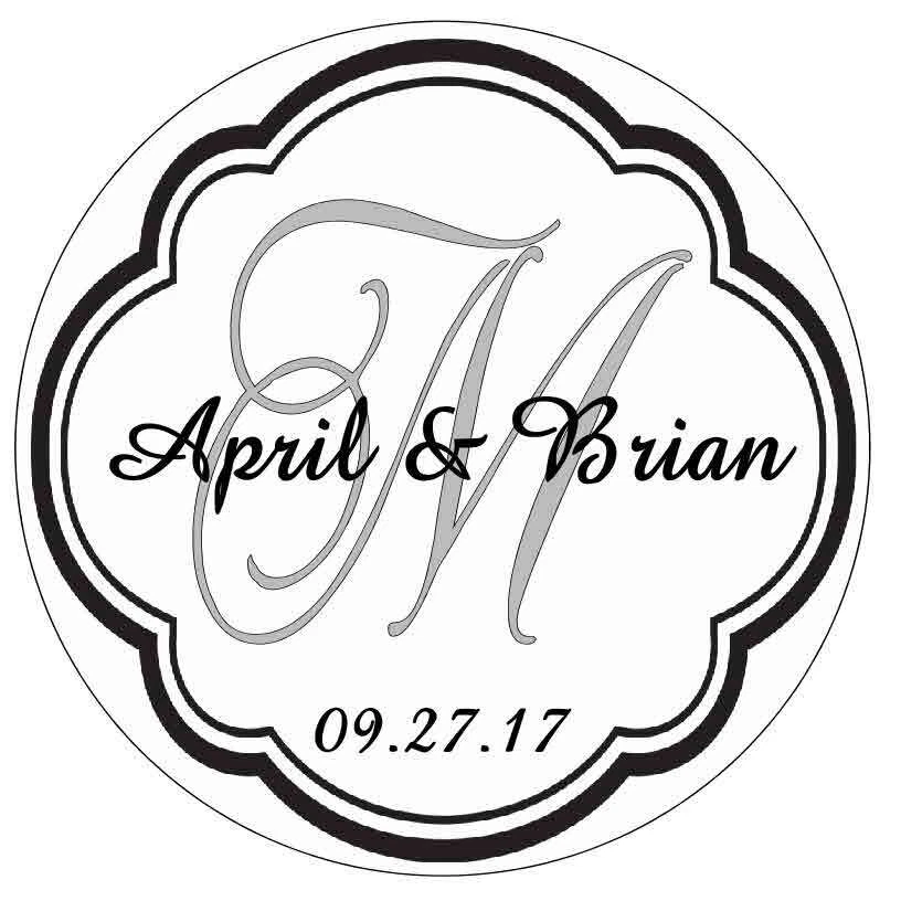 MONOGRAMA NEGRO BODA NOVIA DUCHA ETIQUETAS PEGATINAS PARA TUS FAVORES ~  Foto 1 de 1