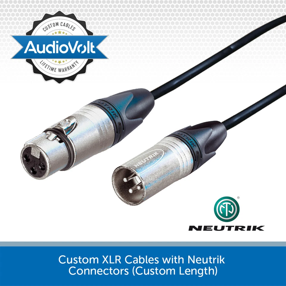 Neutrik XLR Microphone Cable Male To Female 3-Pin Mic Audio DMX Lead 1-50m Black