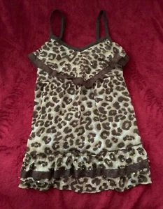 Justice Girl Leopard Tunic Tank Shirt Size M 8 10 Sleeveless Sequins  - Picture 1 of 5