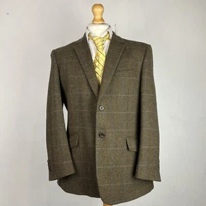 Chaqueta Blazer Brook Taverner Moon Tweed Para Hombre 42S Marrón Verde Espiga Cuadros - Imagen 1 de 18