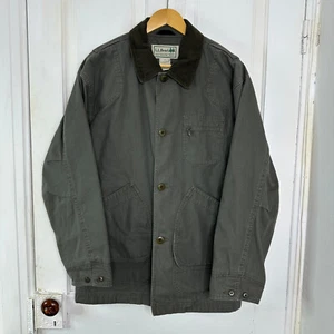 LL BEAN Mens M Reg Green Thinsulate Flannel Lined Canvas Field Coat Chore 187059 - Picture 1 of 6