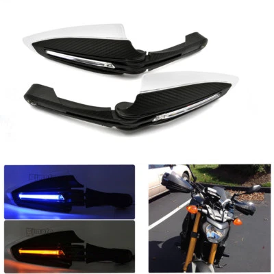 Pair Hand Guard 22mm 7/8" Handlebar Handguards LED Turn Signal Light Motorcycle Foto 1 de 4