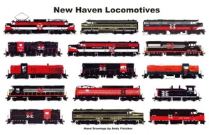 Locomotoras New Haven 11""x17"" mantel laminado ferrocarril Andy Fletcher - Imagen 1 de 1
