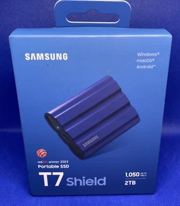 SAMSUNG T7 Shield 2TB Portable SSD 1050MB/s Rugged Water & Dust Resistant Blue - Photo 1/2