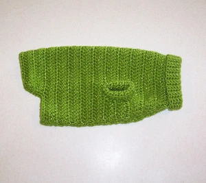 Hand Crochet Metallic Green Dog Sweater for Small Pet - Picture 1 of 3