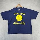 Vintage Smiley Face Shirt Mens Extra Large Blue Yellow Single Stitch Graphic 90s
