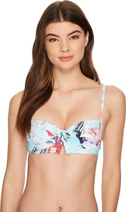 Seafolly Women's 236694 Modern Love V Wire Bustier Top Iceberg Swimwear Size 8 - Picture 1 of 2