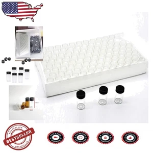 100ct 2ml Glass Vials, Black Phenolic Caps, Clear, Perfect for DIY - Picture 1 of 10