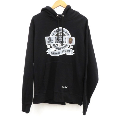 A BATHING APE (BAPE) Felpa con cappuccio A Bathing Ape Neighborhood vestibilità rilassata nera XL