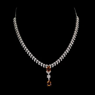 Collar de plata de ley 925 pera citrino 9x7 mm piedras preciosas naturales joyería 18 pulgadas Foto 1 de 4