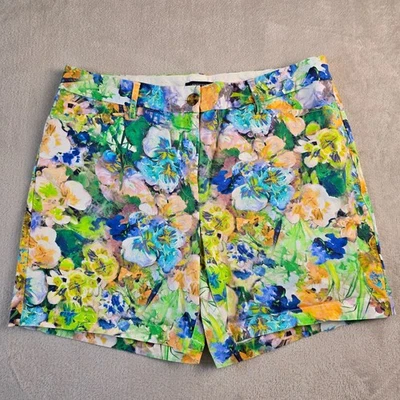 Pantalones Cortos Lands End Para Mujer 14 Verde Azul Floral Informal Verano Clásico Costero Chic Foto 1 de 4