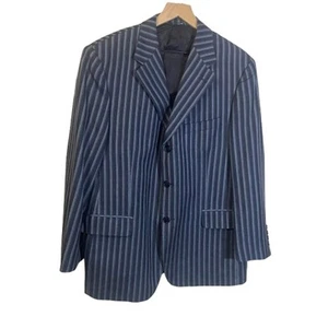 Brooks Brothers Country Club Mens Blue Striped Wool Silk Blend Sport Coat 42 S - Picture 1 of 17