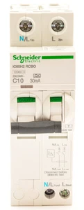 SCHNEIDER ELECTRIC 10A C10 10 AMP 30MA 2 POLIG RCBO A9D11210 ACTI9 RCBO 055872 - Bild 1 von 8