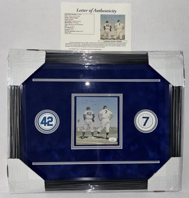 Mickey Mantle Signed Framed Photo Print JSA LOA with Jackie Robinson “No. 7” ! - Image 1 of 3