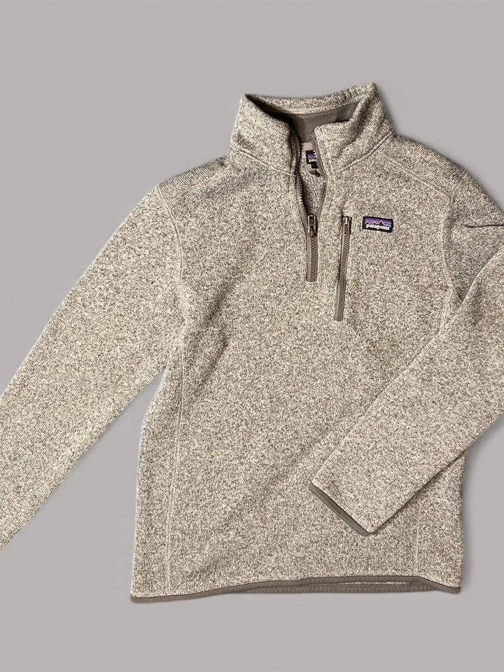 Patagonia Better Sweater 1/4 Zip Fleece Gray Youth 14 XL Heather Knit Pullover - Image 1 of 4