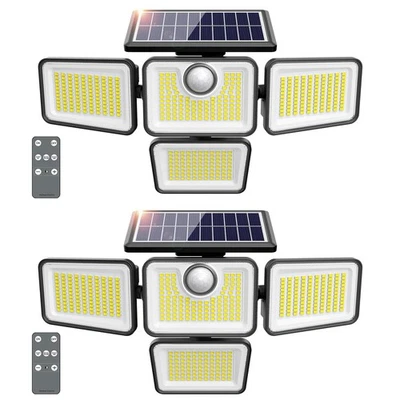 OMIBEE 4500LM Solar Lights Outdoor, 4 Adjustable Heads Motion Sensor Lights, 3 Mode,...