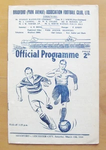 BRADFORD PARK AVENUE v LEICESTER CITY 1948/1949 *Good Cond Football Programme* - Picture 1 of 3