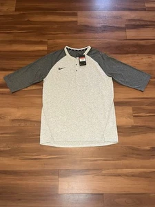 Camisa de béisbol Nike manga 3/4 Henley botones CT2684-064 para hombre talla grande L nueva con etiquetas - Imagen 1 de 14