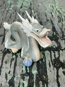 Vintage Yoshimi K Foo Drache Porzellan Figur grau weiß Kugel Japan 5,75" - Bild 1 von 13