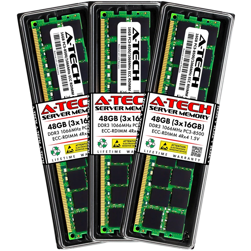 48GB 3x 16GB PC3-8500R RDIMM HP ProLiant DL160 G6 Memory RAM - Image 1 of 4