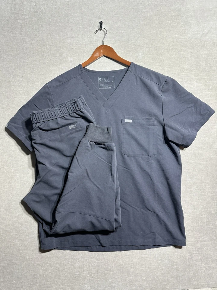 Conjunto Médico Figs Para Hombres XL Gris Pantalones de Correr Manga Corta Camisa Cuello en V Prenda para el torso Enfermera Foto 1 de 4
