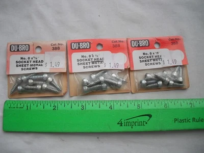 Lot of 3 Du-Bro 388, 8 x 1/2" Socket Head Sheet Metal Screws, RC R/C Airplane - Image 1 of 4