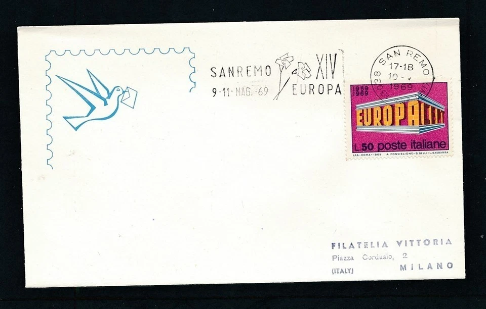 D455550 Italy Commemorative Cover Europa CEPT 1969 Buildings - Image 1 of 1