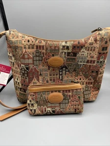Royal Tapisserie Schultertasche Handtasche Häuser Dorf gewebt mit Geldbörse-Neu mit Etikett - Bild 1 von 12
