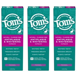 Tom's of Maine Dentifricio Antiplacca e Sbiancante, Senza Fluoro, Finocchietto, 3... - Foto 1 di 6