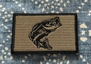 SPORT FISHING BASS 2x3 Embroidered Morale Patch Hook Backing Brand New - Picture 1 of 4