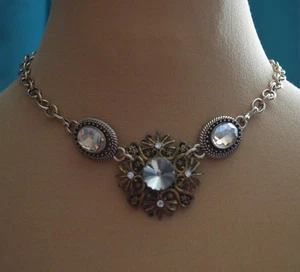 Halskette Collier Trachtenkette Strass  Goldfarbe SUPER !!! - Bild 1 von 1