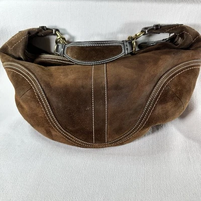 Vintage Coach Shoulder Bag Soho Hobo Brown Suede Leather Y2K - Image 1 of 4