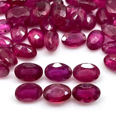 15 Pcs Natural Ruby 6x4mm Oval Cut Rich Red Loose Gemstones Wholesale Lot - Image 1 of 4