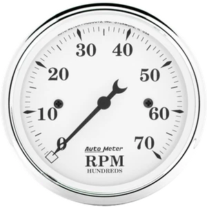 1695 Auto Meter 3 1/8" Old Tyme White 7,000 RPM In Dash Tachometer - Picture 1 of 1