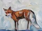 original oil painting On Paper ACEO Fox Wildlife rural  animal life nature SIBY